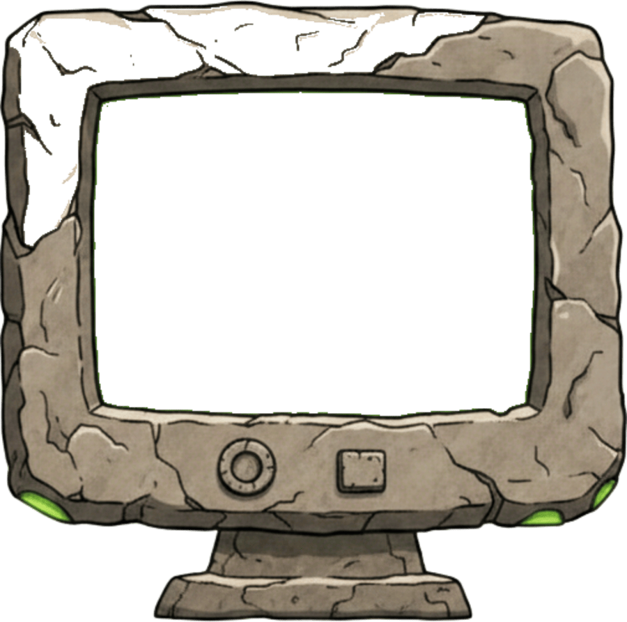 a computer monitor carved from stone